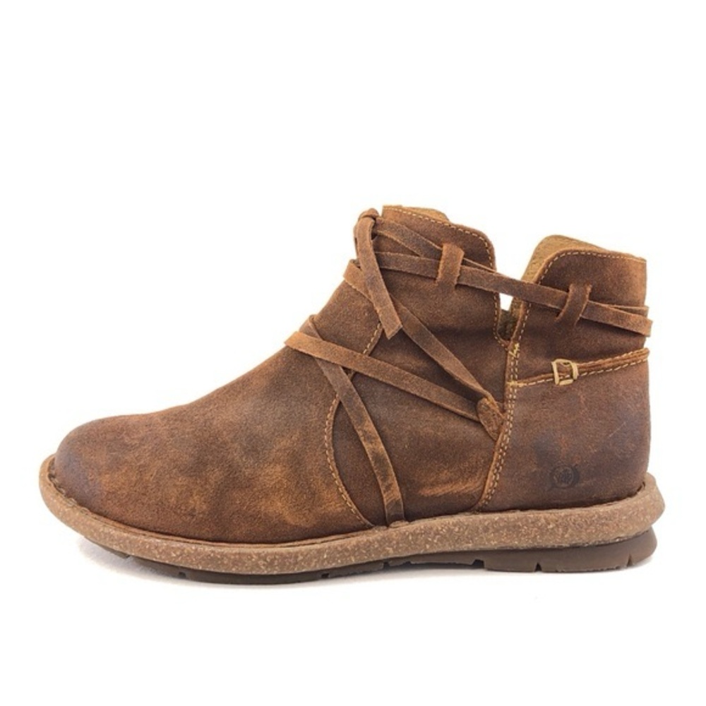Born Tarkiln Leather Wrap Ankle Boots Women 6 Brown